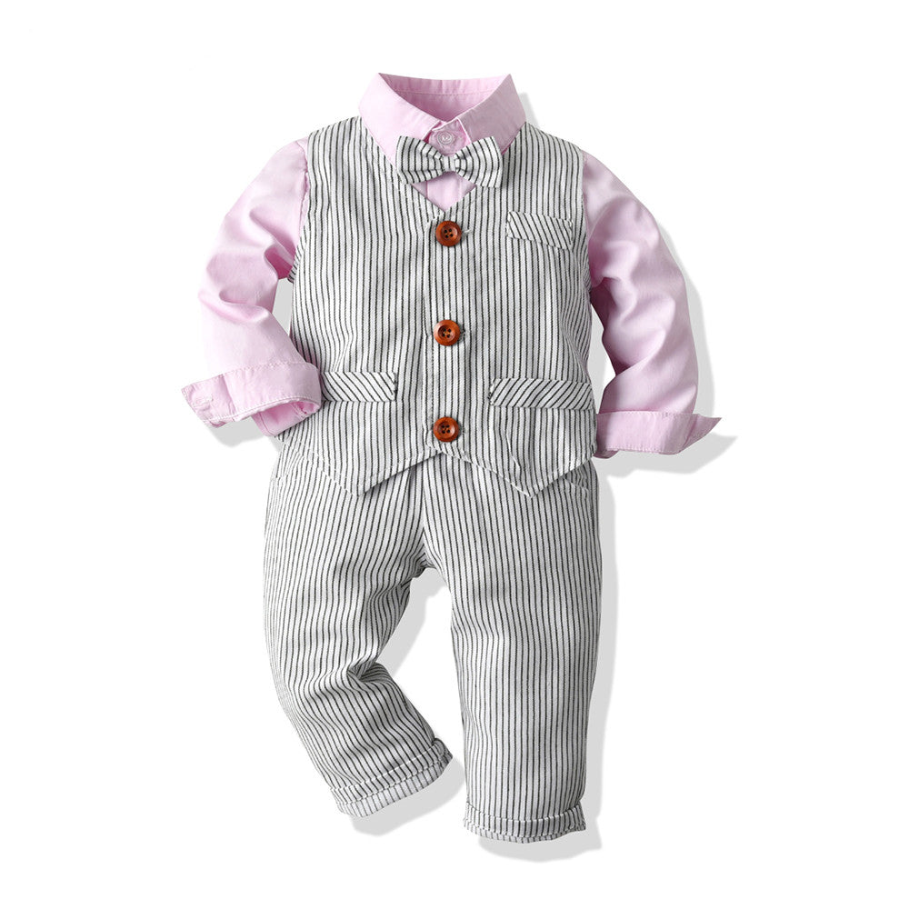 Baby & Kleinkind 3-teiliges Anzug-Set aus Baumwolle mit Weste & Fliege – festliches Outfit