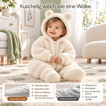 Baby Teddy Winteroverall – Warmer Fleece-Overall mit Kapuze & Bärenohren