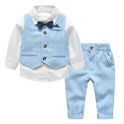 Baby & Kleinkind 3-teiliges Anzug-Set aus Baumwolle mit Weste & Fliege – festliches Outfit