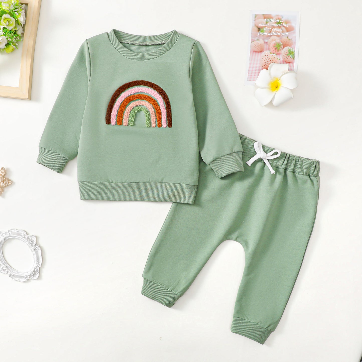 Baby & Kleinkind 2-Teiler Tracksuit „Regenbogen“ aus 100% Baumwolle – süßer Trainingsanzug