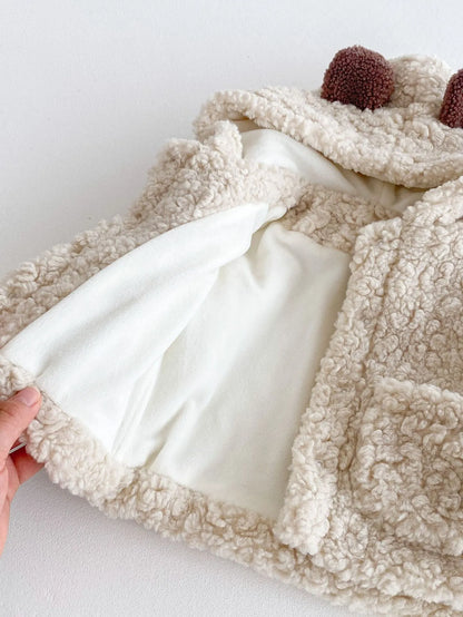 Baby & Kleinkind Kuschelige Jacke mit Bärenohren aus Baumwolle – Unisex Winterjacke
