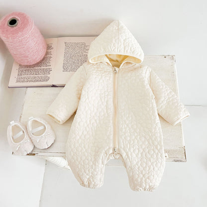 Gesteppter Baby Onesie mit Kapuze aus 100% Baumwolle – bequemer Einteiler