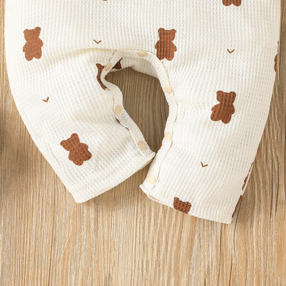 Baby Teddy Onesie mit passender Mütze – kuscheliger Einteiler Jumpsuit
