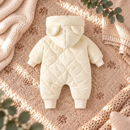 Baby Winteroverall – Warmer gefütterter Steppanzug mit Kapuze & Bärenohren