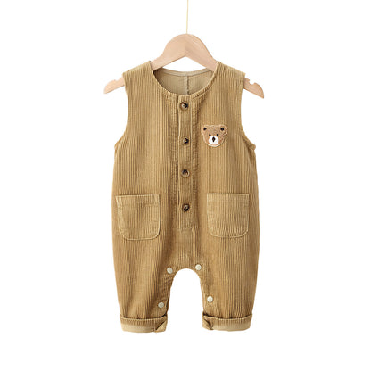Baby & Kleinkind Latzhose aus Cord mit Bären-Stickerei – Unisex Cordhose