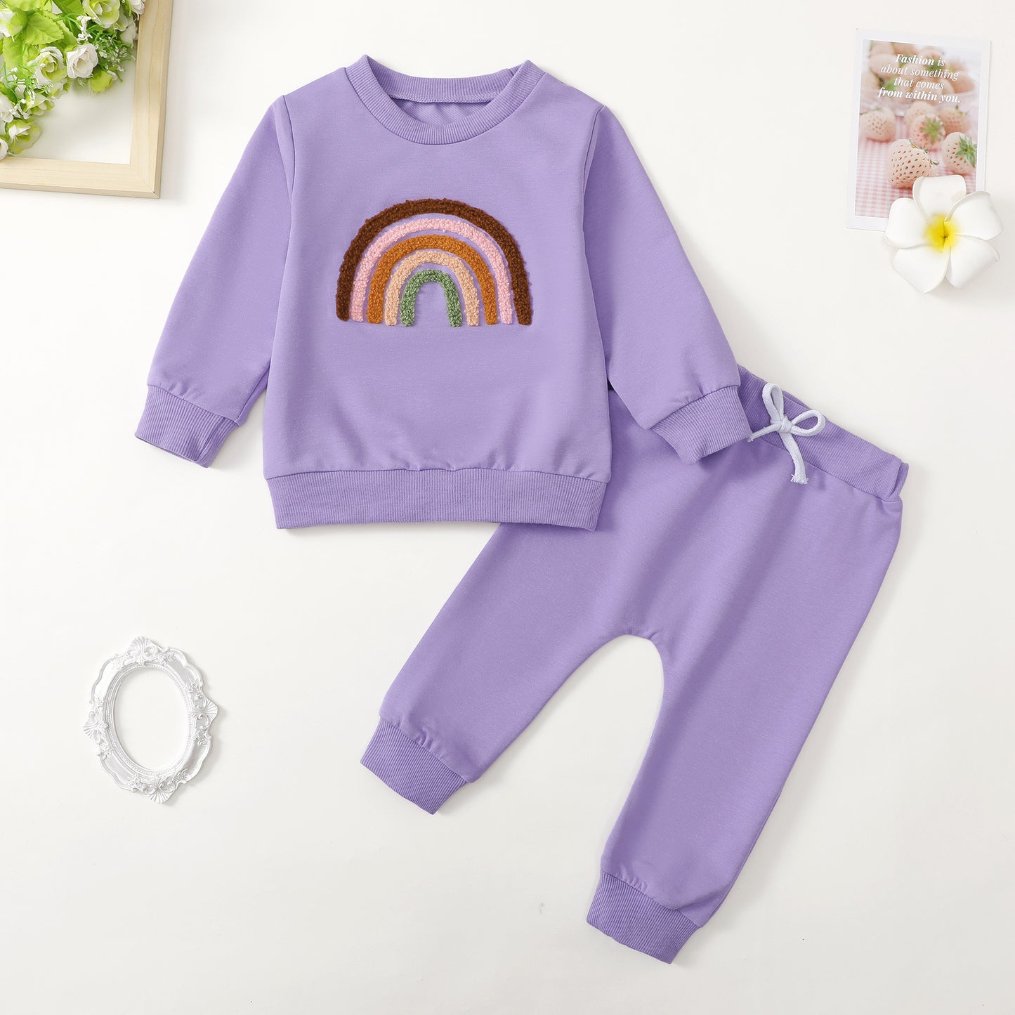 Baby & Kleinkind 2-Teiler Tracksuit „Regenbogen“ aus 100% Baumwolle – süßer Trainingsanzug
