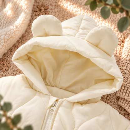 Baby Winteroverall – Warmer gefütterter Steppanzug mit Kapuze & Bärenohren