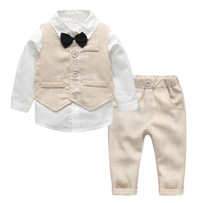 Baby & Kleinkind 3-teiliges Anzug-Set aus Baumwolle mit Weste & Fliege – festliches Outfit