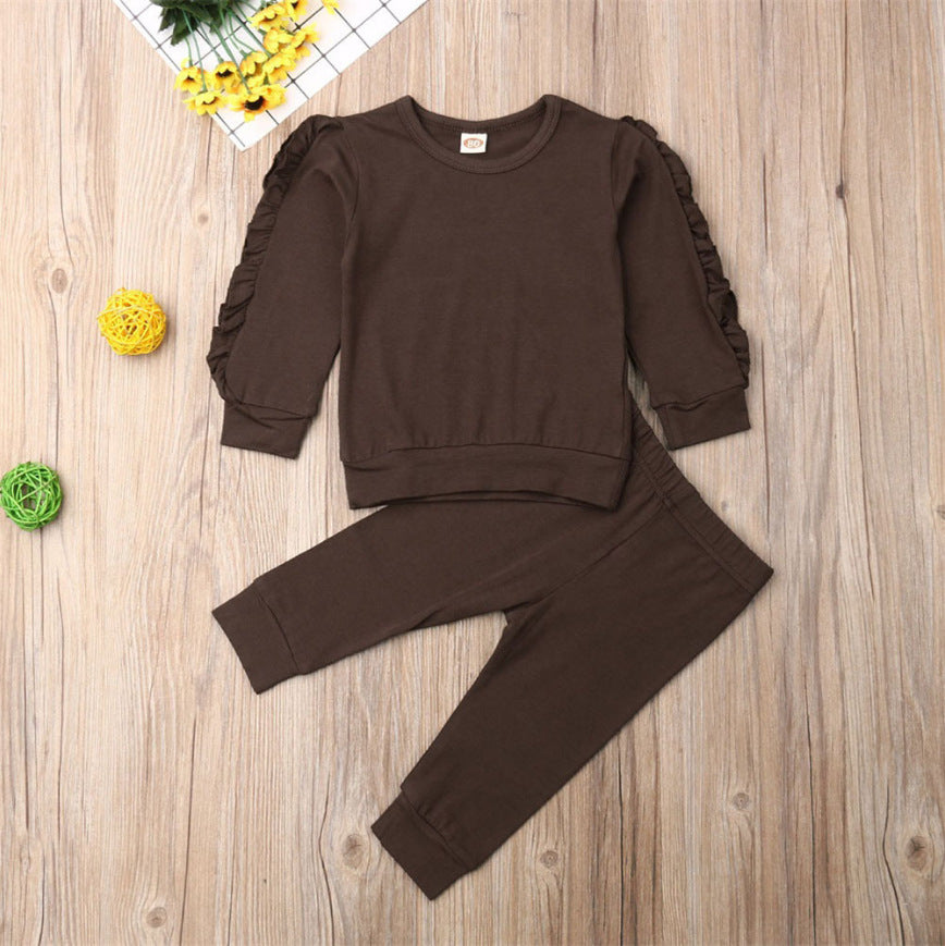 Baby & Kleinkind Rüschen 2-Teiler Tracksuit aus 100% Baumwolle – süßer Trainingsanzug