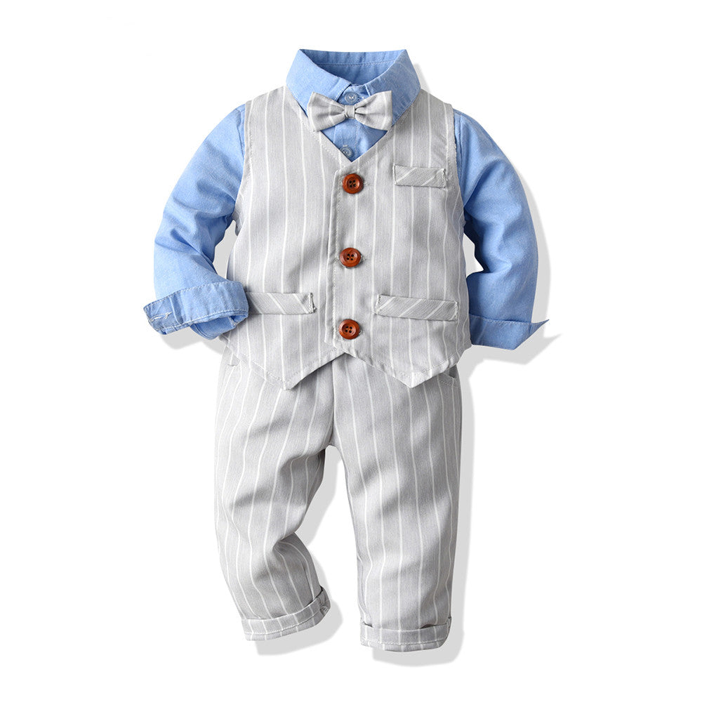 Baby & Kleinkind 3-teiliges Anzug-Set aus Baumwolle mit Weste & Fliege – festliches Outfit
