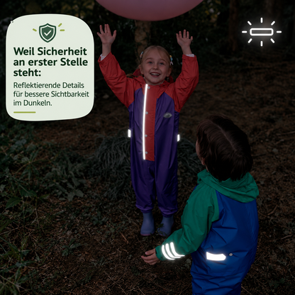 Kinder Regen- & Matschanzug – Wasserdichter Overall mit Reflektoren für bessere Sichtbarkeit im Dunkeln