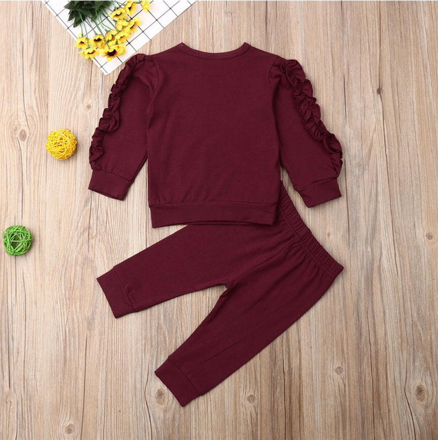 Baby & Kleinkind Rüschen 2-Teiler Tracksuit aus 100% Baumwolle – süßer Trainingsanzug
