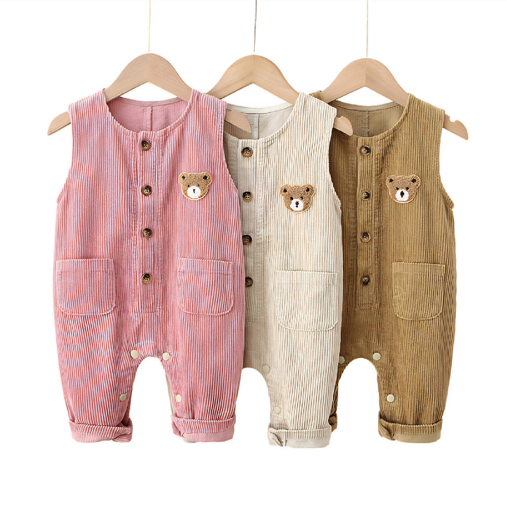 Baby & Kleinkind Latzhose aus Cord mit Bären-Stickerei – Unisex Cordhose