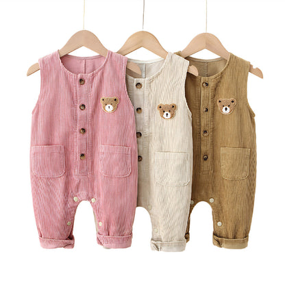 Baby & Kleinkind Latzhose aus Cord mit Bären-Stickerei – Unisex Cordhose