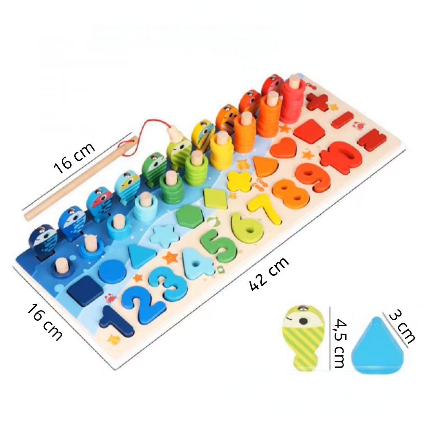 Montessori 6-in-1 Holz Lernboard ab 3 Jahren – Farben, Zahlen & Motorik Steckspiel für Kinder