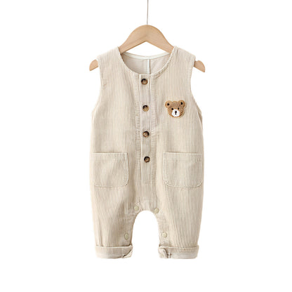 Baby & Kleinkind Latzhose aus Cord mit Bären-Stickerei – Unisex Cordhose