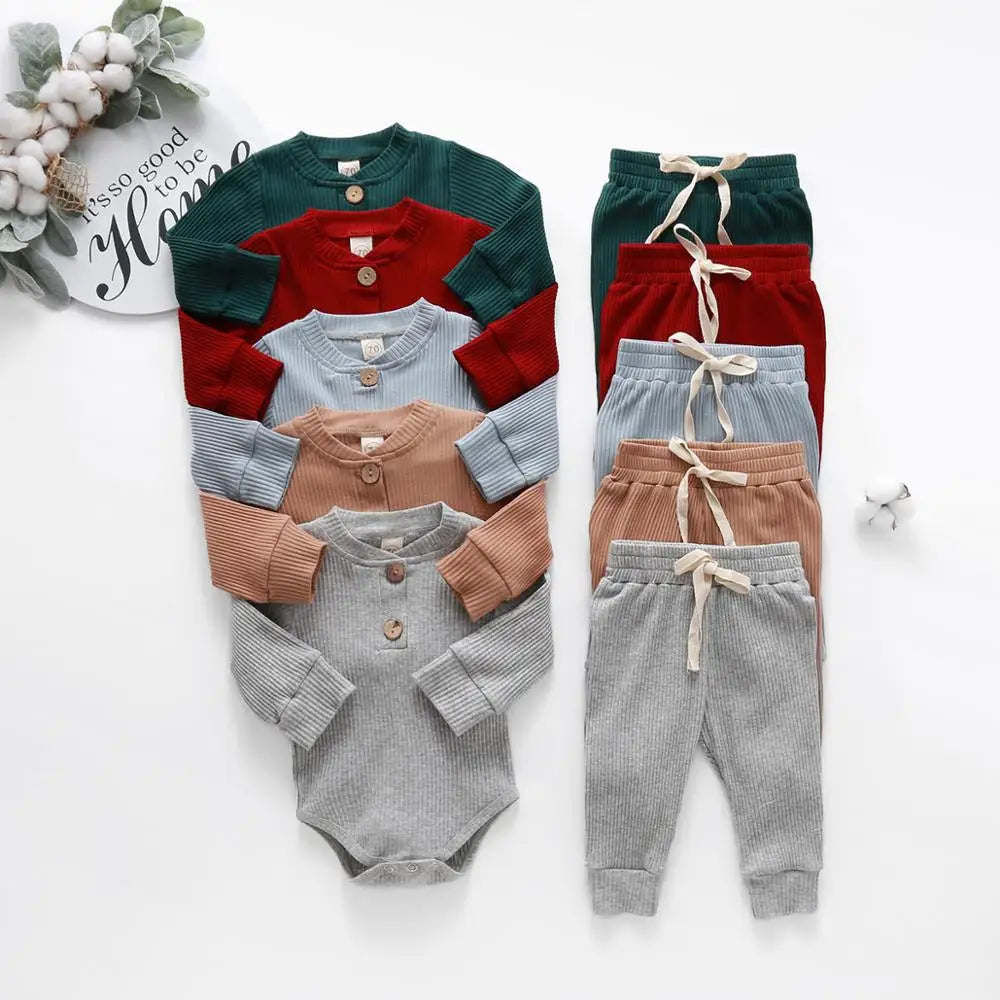 Baby Langarmbody mit Hose 2-teiliges Set aus Baumwolle – bequemer Strampler