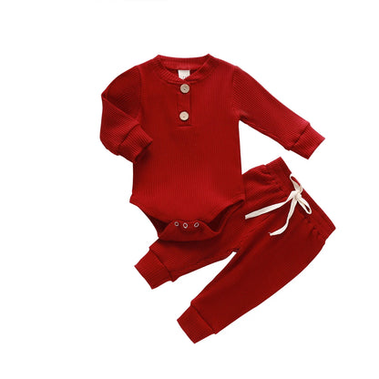 Baby Langarmbody mit Hose 2-teiliges Set aus Baumwolle – bequemer Strampler