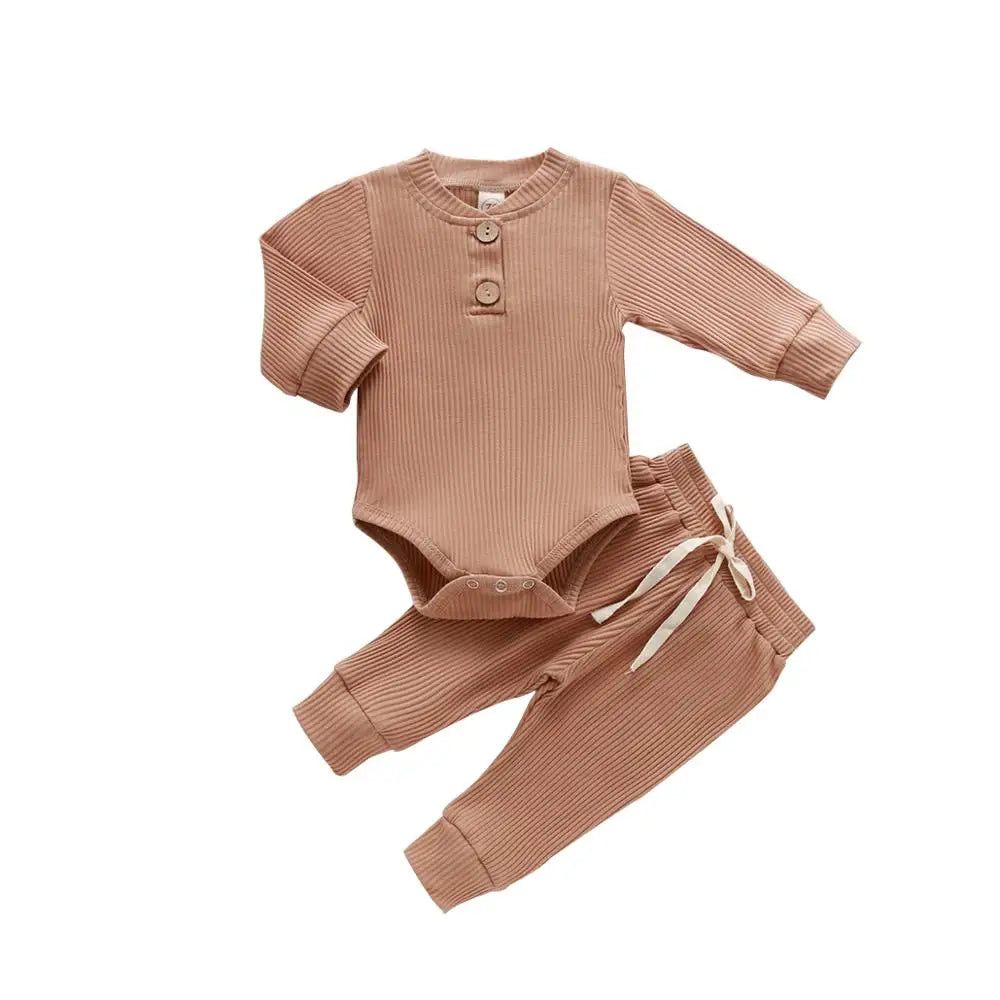 Baby Langarmbody mit Hose 2-teiliges Set aus Baumwolle – bequemer Strampler