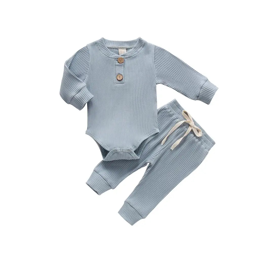 Baby Langarmbody mit Hose 2-teiliges Set aus Baumwolle – bequemer Strampler