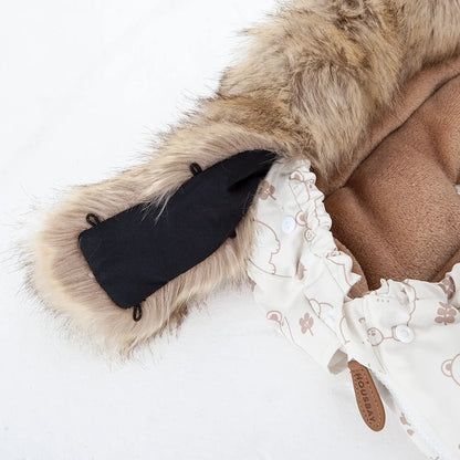 Baby Fußsack für Kinderwagen – warmer wetterfester Winter Fußsack mit Fellkragen (0–24 Monate)