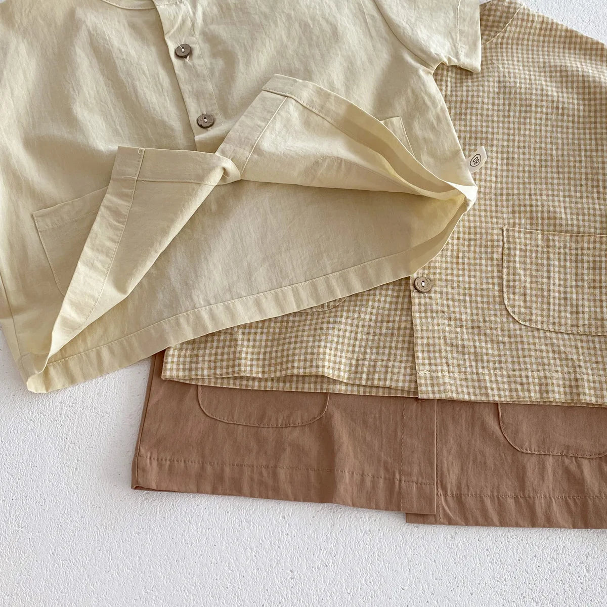 Baby & Kleinkind Casual Sommer 2-Teiler aus Baumwolle – schlichtes Hemd & Shorts Set