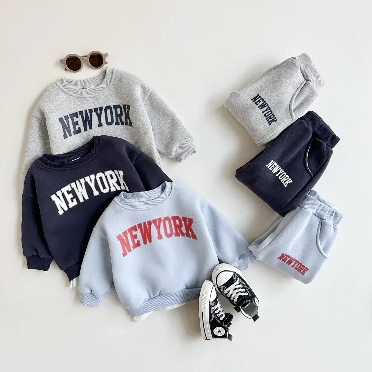 Baby & Kleinkind 2-Teiler Tracksuit „NEW YORK“ – Baumwoll Trainingsanzug Set