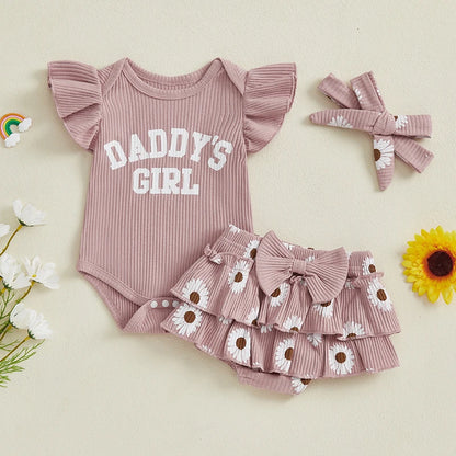Baby Mädchen 3-Teiler „Daddy’s Girl“ aus Baumwolle – Sommer Outfit Set