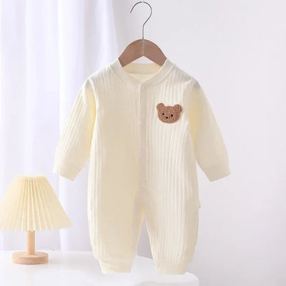 Baby Strampler Onesie mit Bären-Stickerei aus 100% Baumwolle – Unisex