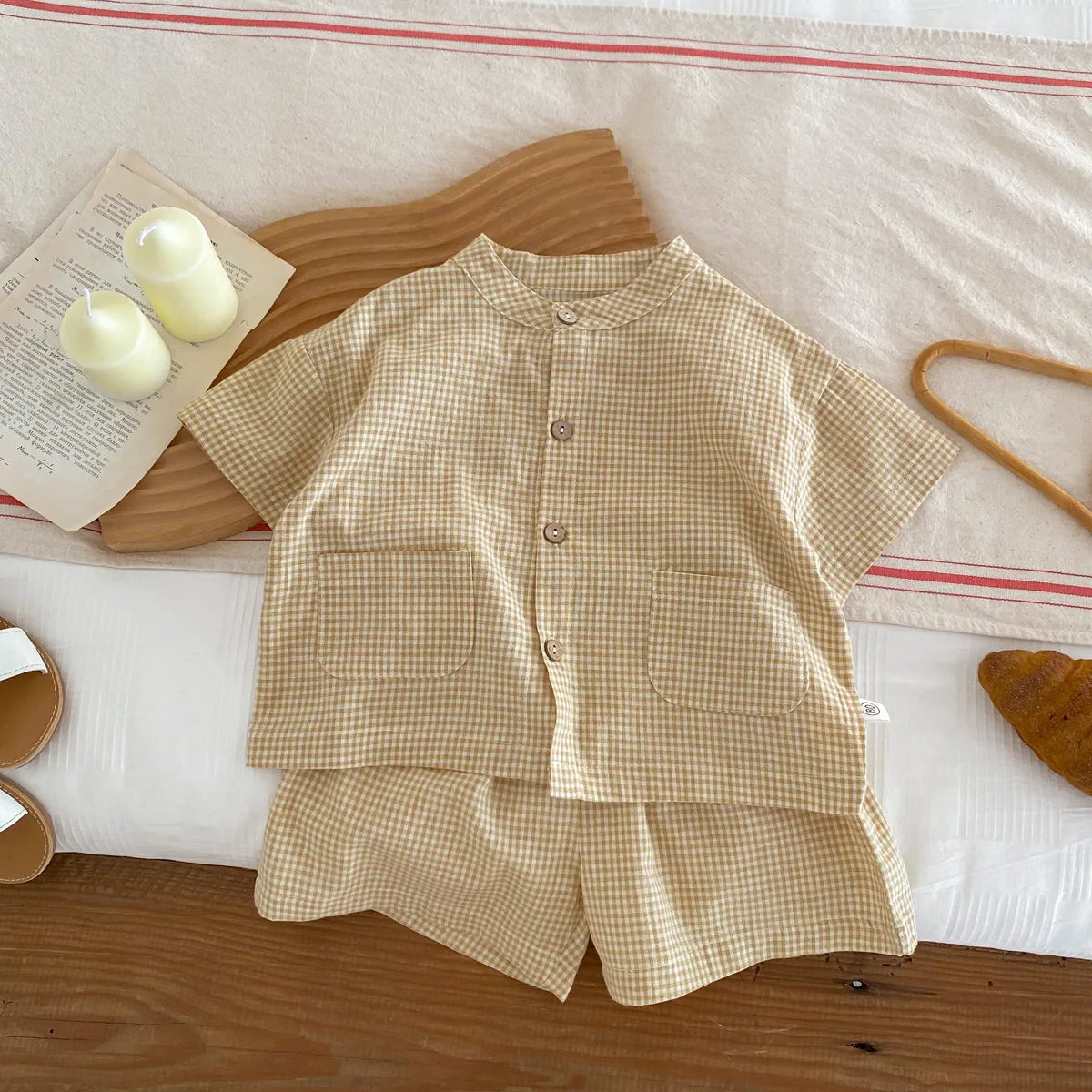 Baby & Kleinkind Casual Sommer 2-Teiler aus Baumwolle – schlichtes Hemd & Shorts Set