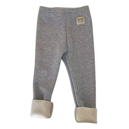 Gefütterte Baby & Kleinkind Leggings mit Bären-Stickerei – kuschelweiche Unisex Hose aus Polyester