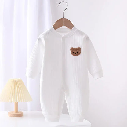 Baby Strampler Onesie mit Bären-Stickerei aus 100% Baumwolle – Unisex