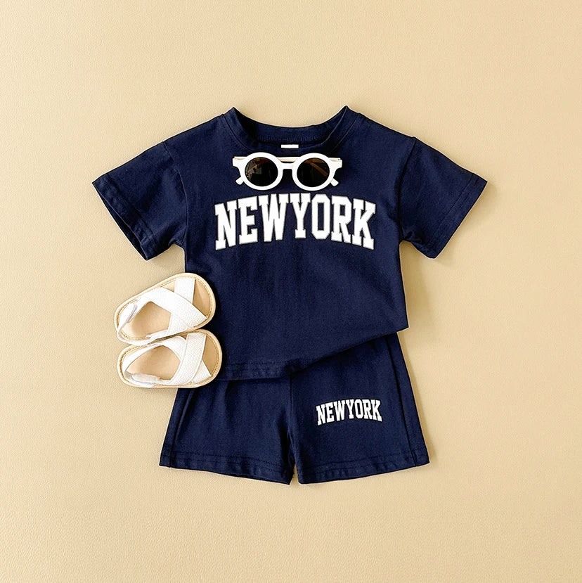 Baby & Kleinkind Sommer 2-Teiler aus Baumwolle – T-Shirt & Shorts Set „NEW YORK“
