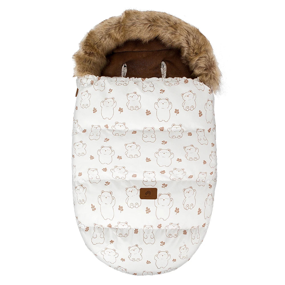 Baby Fußsack für Kinderwagen – warmer wetterfester Winter Fußsack mit Fellkragen (0–24 Monate)