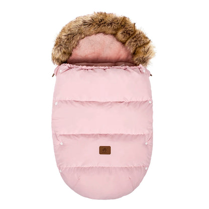 Baby Fußsack für Kinderwagen – warmer wetterfester Winter Fußsack mit Fellkragen (0–24 Monate)