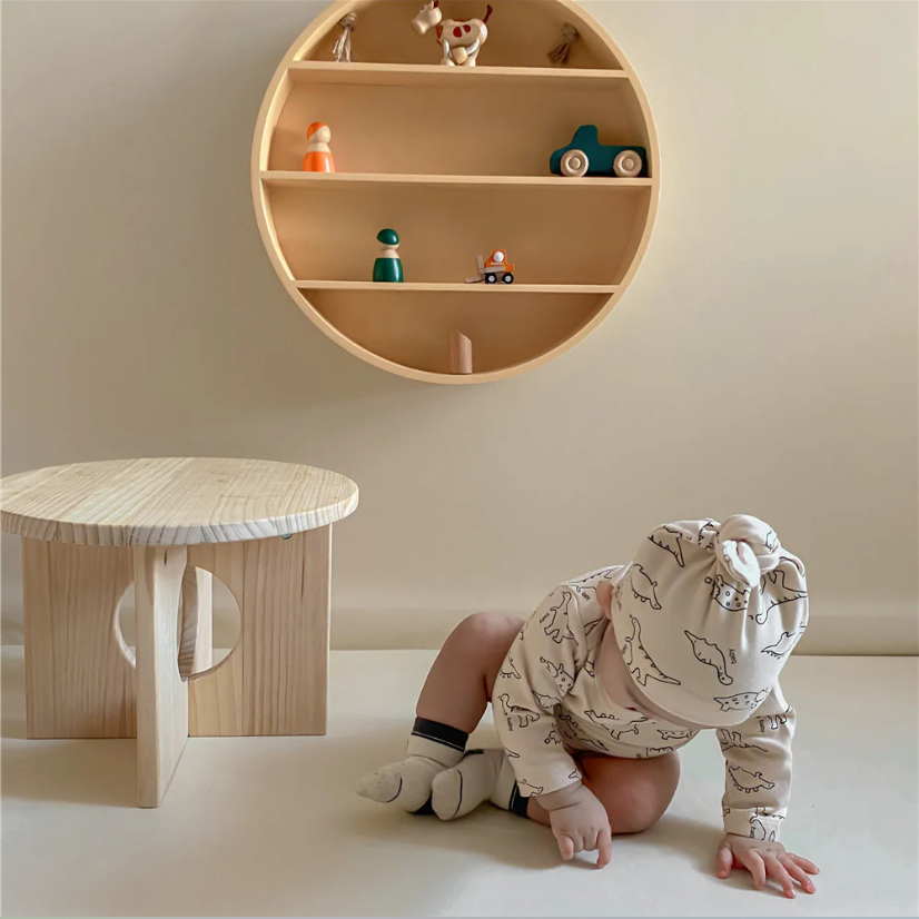 Baby Dino Langarmbody mit passender Mütze aus Baumwolle – bequemer Strampler