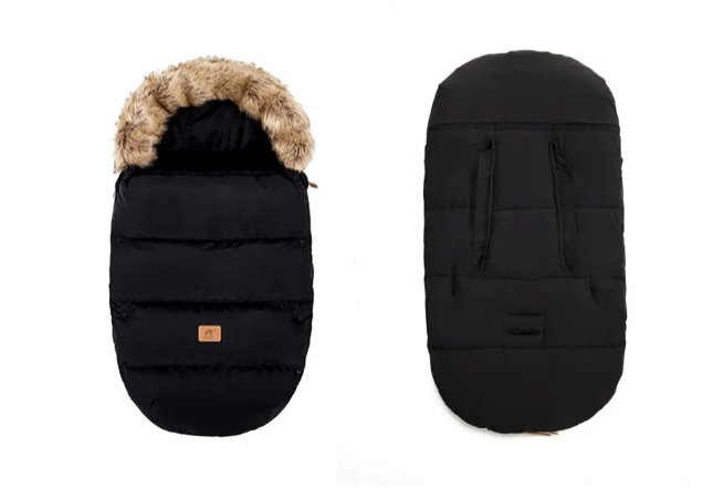 Baby Fußsack für Kinderwagen – warmer wetterfester Winter Fußsack mit Fellkragen (0–24 Monate)
