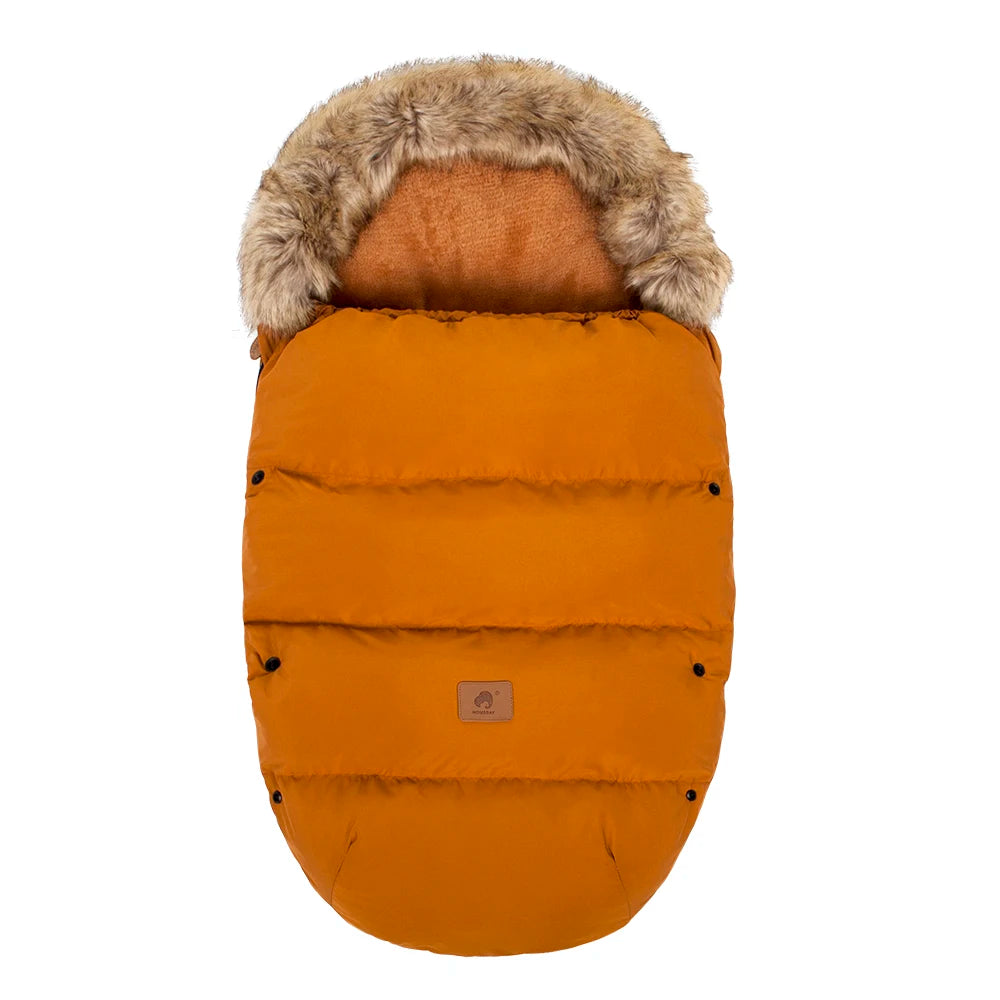 Baby Fußsack für Kinderwagen – warmer wetterfester Winter Fußsack mit Fellkragen (0–24 Monate)