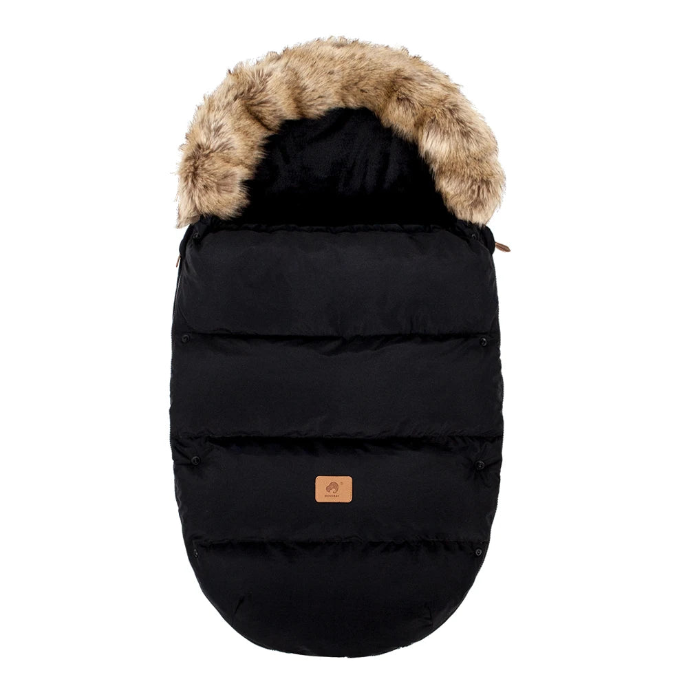 Baby Fußsack für Kinderwagen – warmer wetterfester Winter Fußsack mit Fellkragen (0–24 Monate)