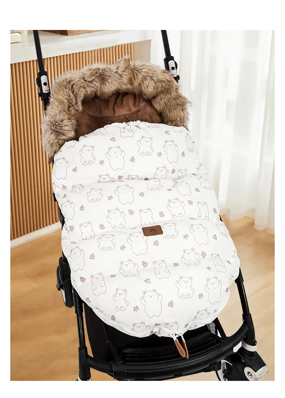 Baby Fußsack für Kinderwagen – warmer wetterfester Winter Fußsack mit Fellkragen (0–24 Monate)