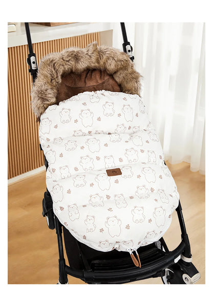 Baby Fußsack für Kinderwagen – warmer wetterfester Winter Fußsack mit Fellkragen (0–24 Monate)
