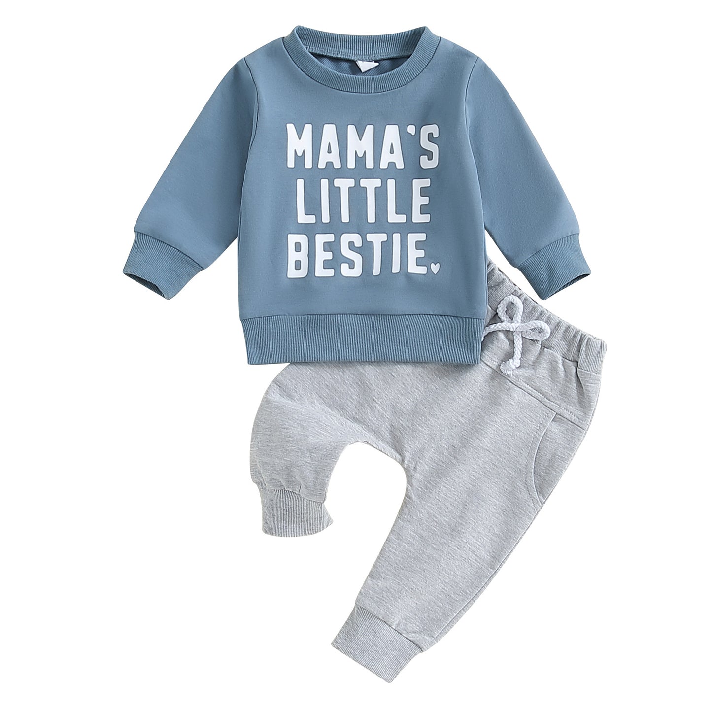 Baby & Kleinkind 2-Teiler Tracksuit „Mama’s Little Bestie“ – Baumwoll Trainingsanzug Set
