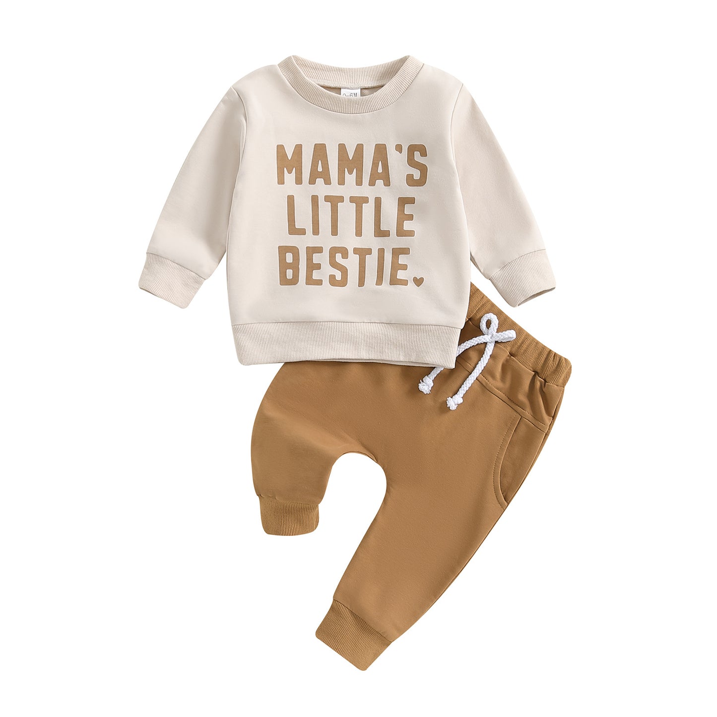 Baby & Kleinkind 2-Teiler Tracksuit „Mama’s Little Bestie“ – Baumwoll Trainingsanzug Set
