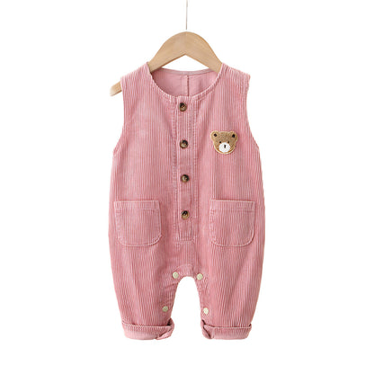 Baby & Kleinkind Latzhose aus Cord mit Bären-Stickerei – Unisex Cordhose