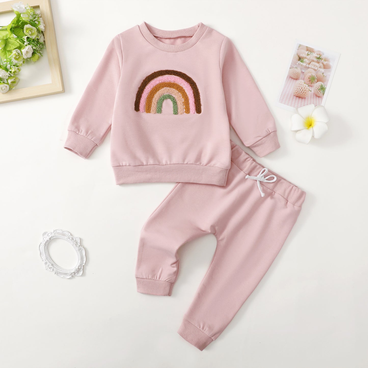 Baby & Kleinkind 2-Teiler Tracksuit „Regenbogen“ aus 100% Baumwolle – süßer Trainingsanzug