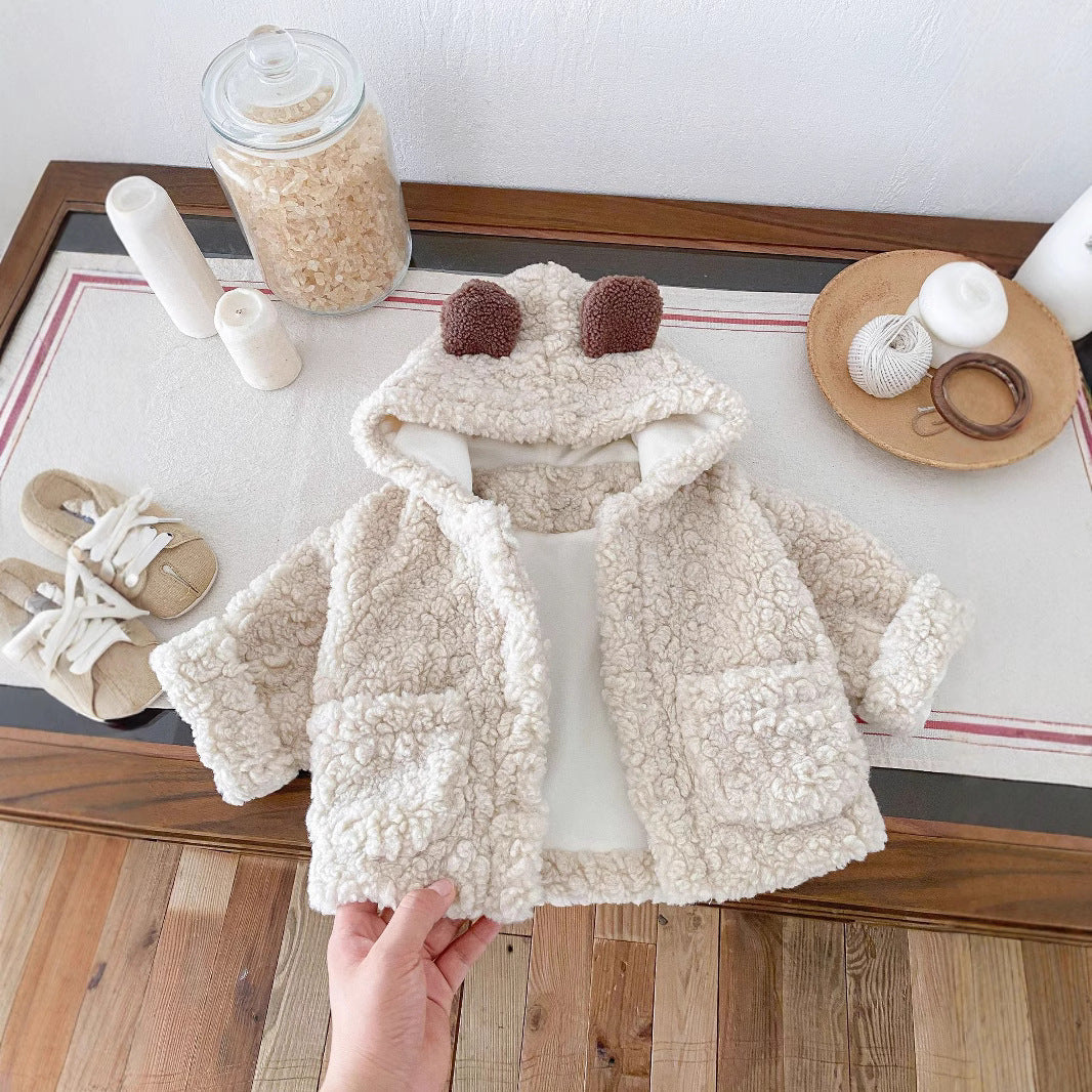 Baby & Kleinkind Kuschelige Jacke mit Bärenohren aus Baumwolle – Unisex Winterjacke
