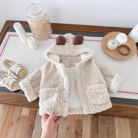 Baby & Kleinkind Kuschelige Jacke mit Bärenohren aus Baumwolle – Unisex Winterjacke