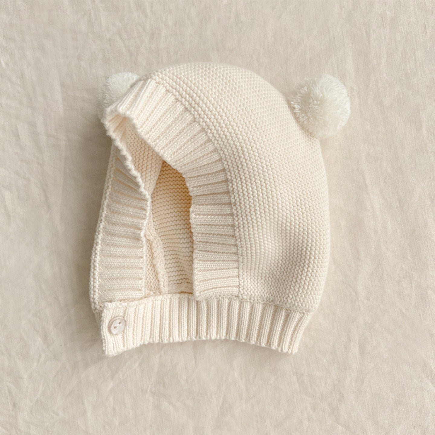 Baumwoll Baby Onesie mit Teddy Mütze – Unisex Jumpsuit Einteiler